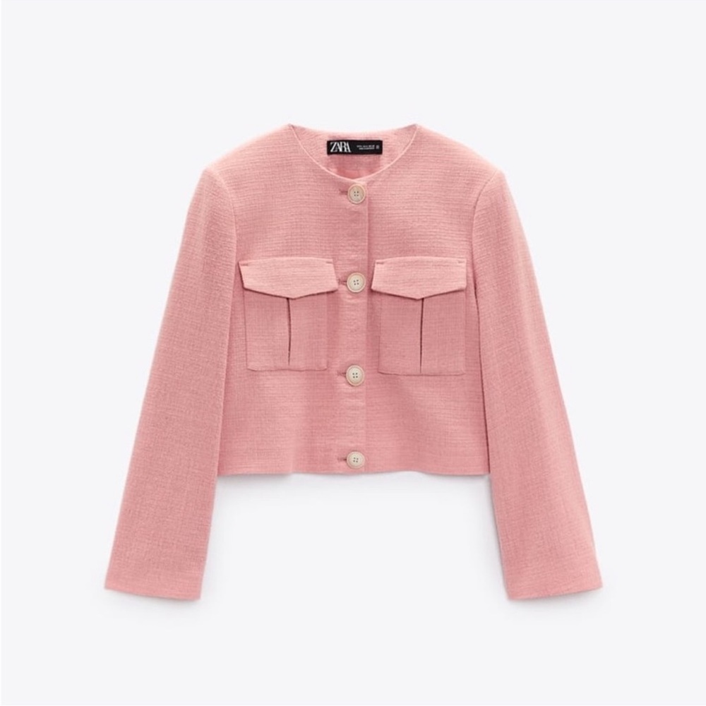 NWT Zara Cropped Pink Jacket size M